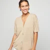 Montagut T-Shirts Et Débardeurs-Gilet manches courtes en lin flammé - Tanya 12-Beige clair