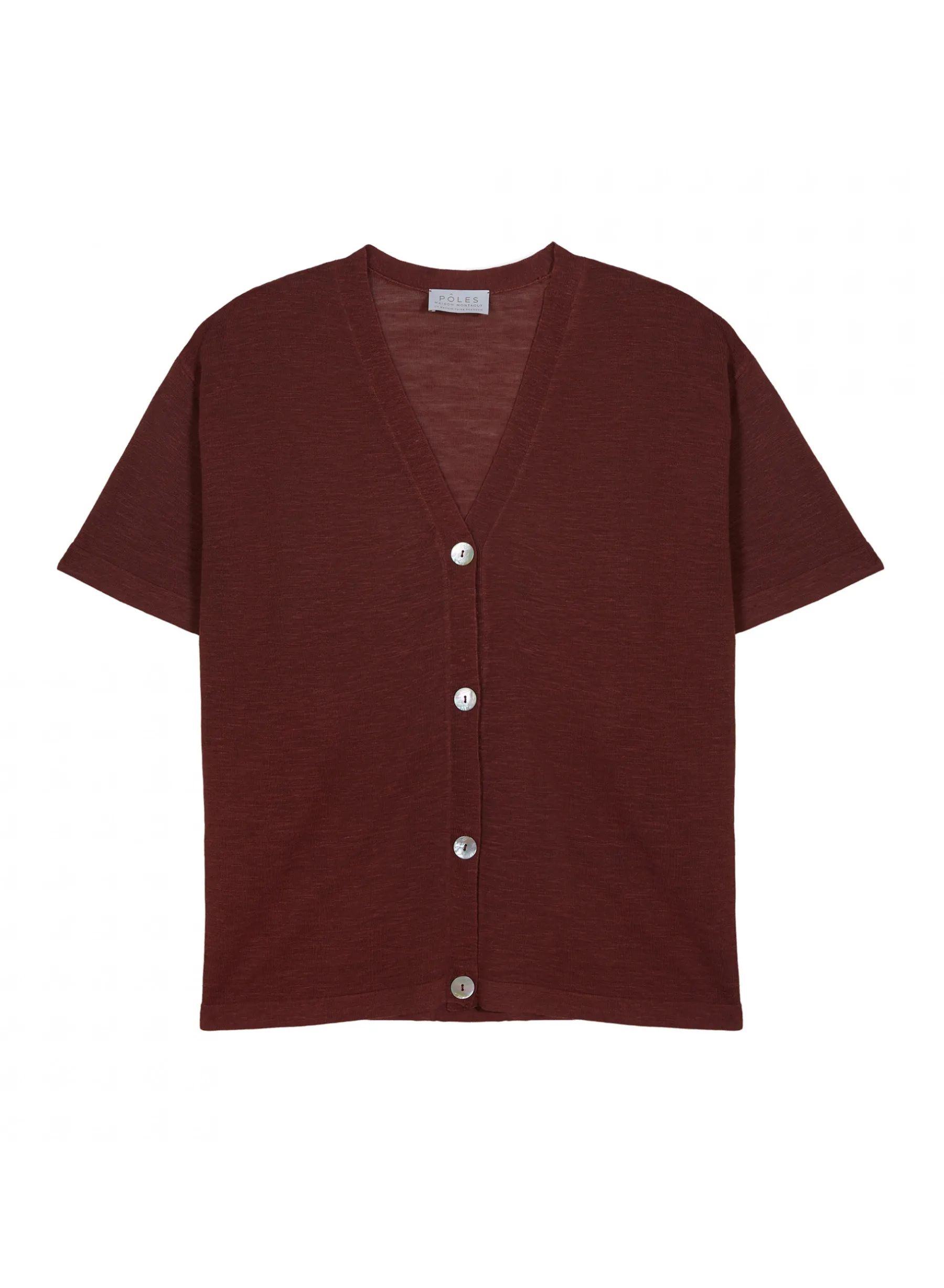 Montagut T-Shirts Et Débardeurs-Gilet manches courtes en lin flammé - Tanya 51-Bordeaux
