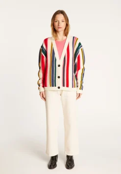 Montagut Vestes Et Cardigans-Gilet rayures bayadères en laine - Romy 86-Multicolore