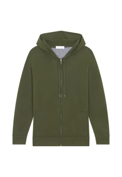 Montagut Vestes Et Cardigans-Gilet zippé à capuche en cachemire 2 fils - Emilien 83-Kaki