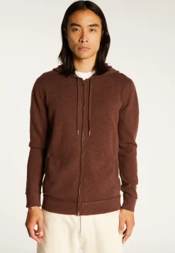 Montagut Vestes Et Cardigans-Gilet zippé à capuche en cachemire 2 fils - Emilien 47Marron foncé