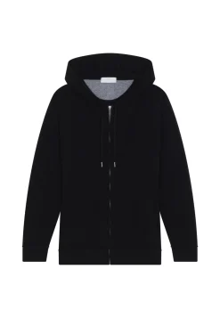 Montagut Vestes Et Cardigans-Gilet zippé à capuche en cachemire 2 fils - Emilien 01-Noir