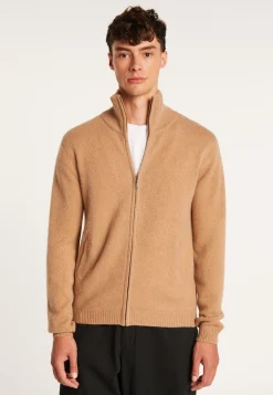 Montagut Vestes Et Cardigans-Gilet zippé avec poches en cachemire 4 fils - François 46-Marron clair