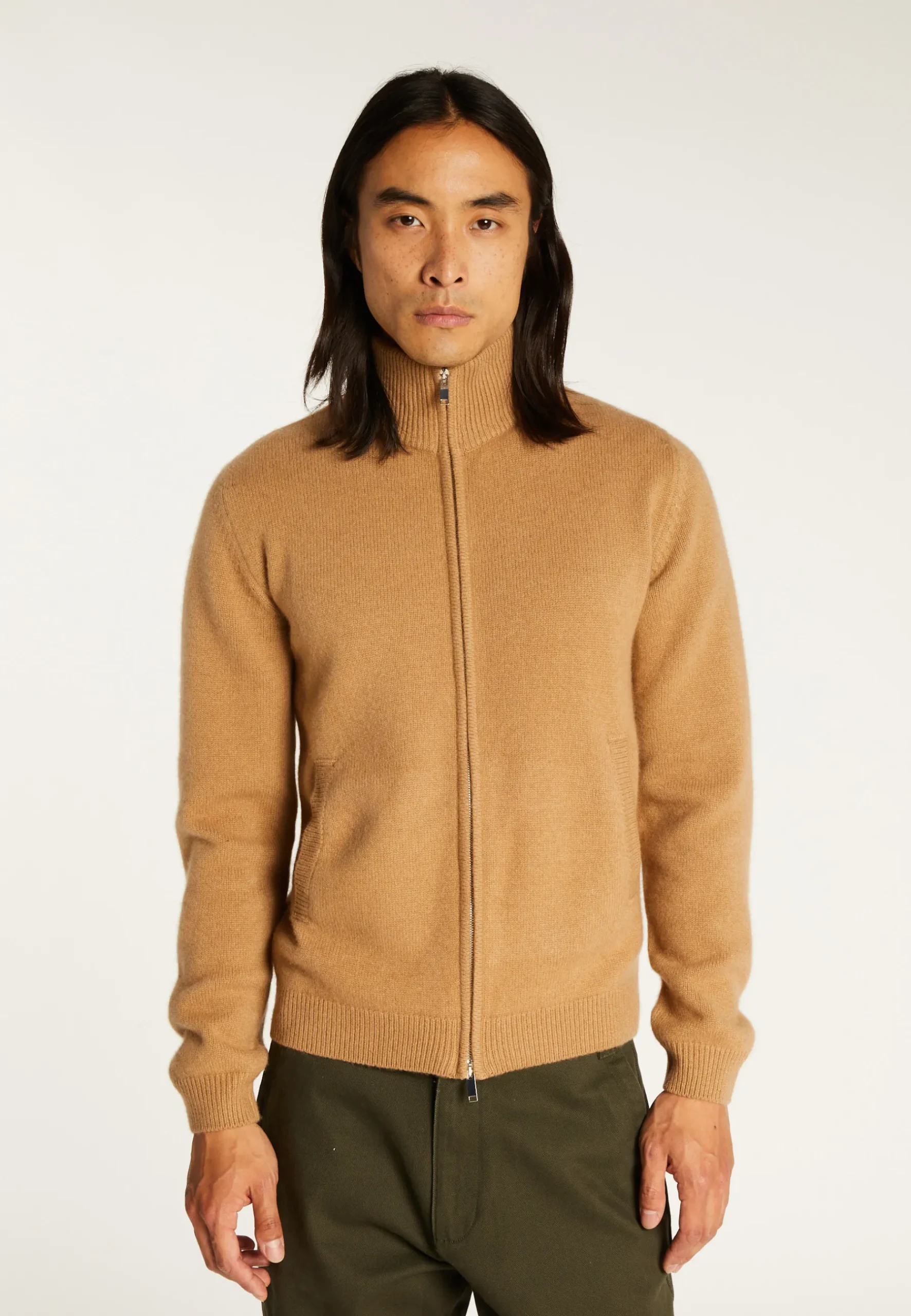 Montagut Vestes Et Cardigans-Gilet zippé cachemire 4 fils - Balthazar 88-Camel