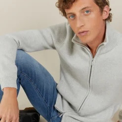 Montagut Vestes Et Cardigans-Gilet zippé cachemire 4 fils - Balthazar 11-Gris clair