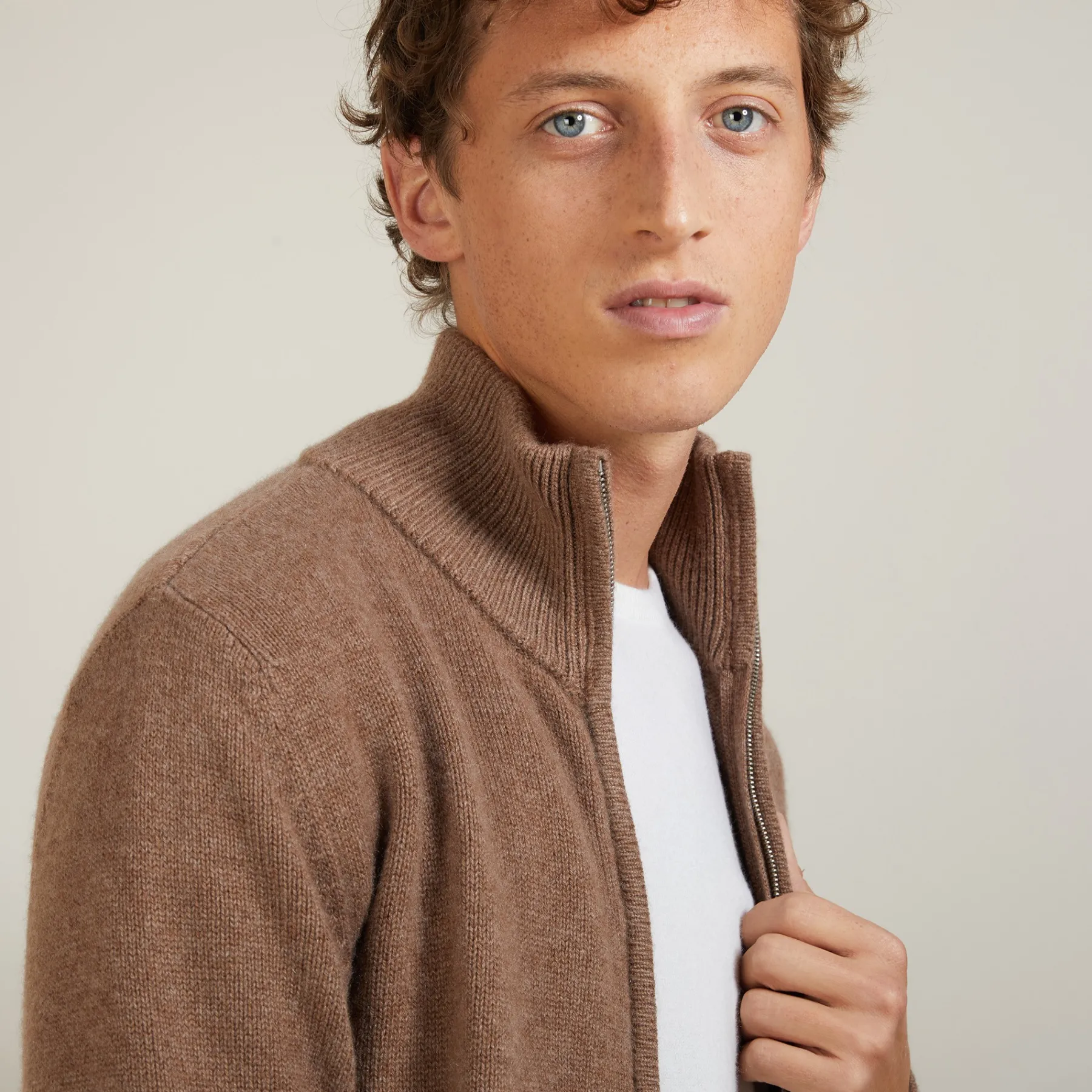 Montagut Vestes Et Cardigans-Gilet zippé cachemire 4 fils - Balthazar 46-Marron clair