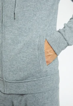 Montagut Vestes Et Cardigans-Gilet zippé capuche en cachemire 2 fils - Emilien 09-Gris moyen