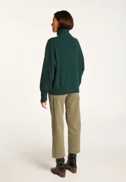 Montagut Les Incontournables-Gilet zippé en cachemire - Agnes duo 21-Vert foncé