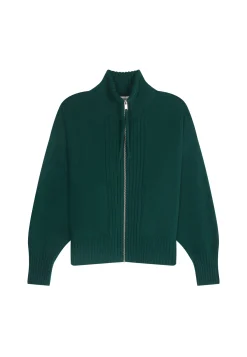 Montagut Les Incontournables-Gilet zippé en cachemire - Agnes duo 21-Vert foncé