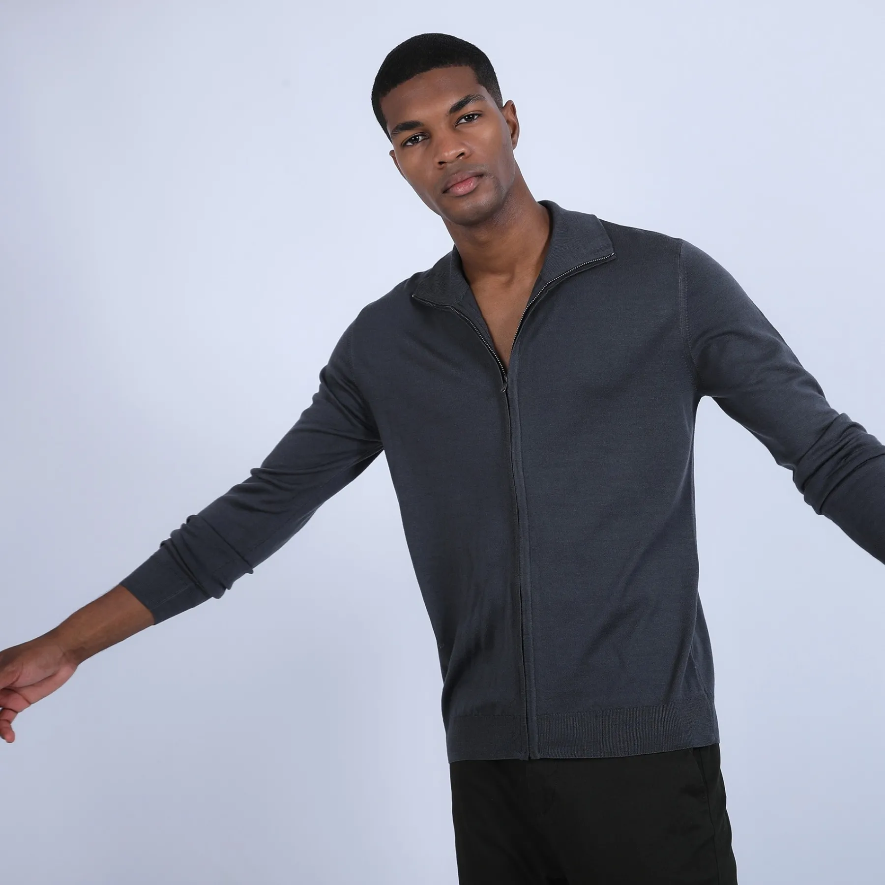 Montagut Vestes Et Cardigans-Gilet zippé en laine mérinos - Estian 10-Gris foncé