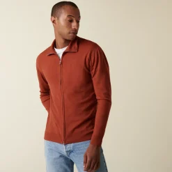 Montagut Vestes Et Cardigans-Gilet zippé en laine mérinos - Estian 92-Rouille