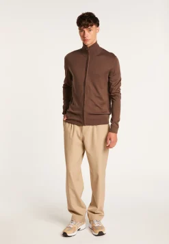 Montagut Vestes Et Cardigans-Gilet zippé en laine mérinos - Estian 07-Marron