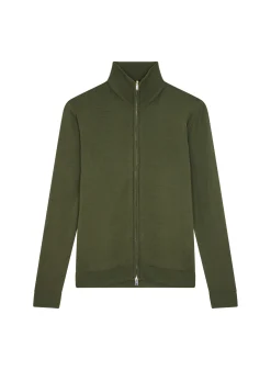 Montagut Vestes Et Cardigans-Gilet zippé en laine mérinos - Estian 83-Kaki