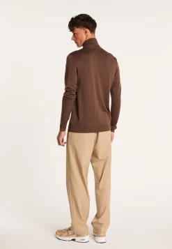 Montagut Vestes Et Cardigans-Gilet zippé en laine mérinos - Estian 07-Marron