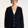 Montagut Vestes Et Cardigans-Grand gilet en velours de coton - Mounia 05-Bleu marine