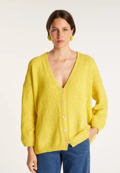 Montagut Vestes Et Cardigans-Grand gilet en velours de coton - Mounia 08-Jaune