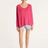 Montagut Pulls-Grand pull col rond en point jersey - Babouche 91-Fuchsia