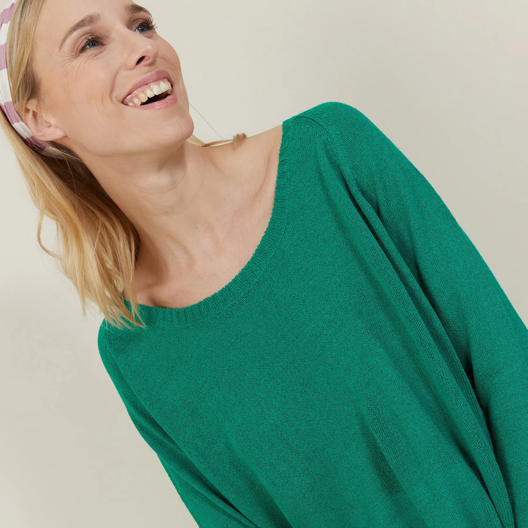 Montagut Pulls-Grand pull col rond en point jersey - Babouche 22-Vert moyen