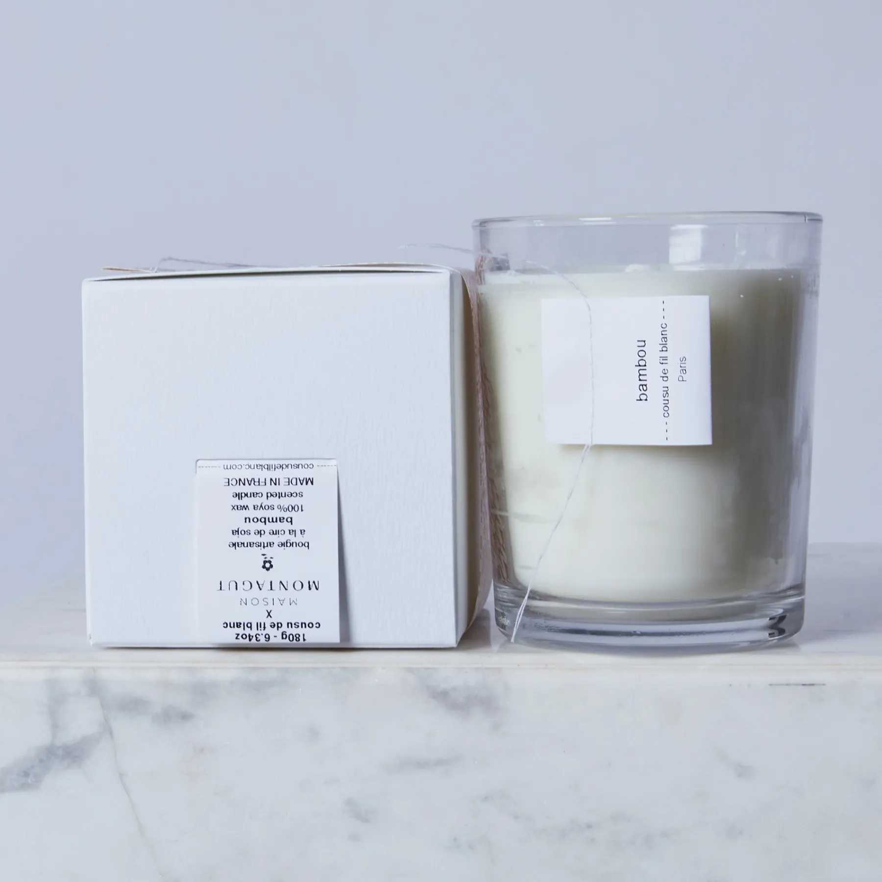 Montagut Bougies-Grande bougie d'intérieur - Bois de Oud 02-Blanc
