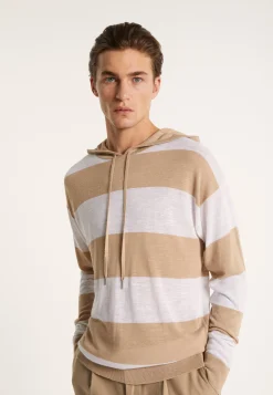 Montagut Pulls-Hoodie bicolore en lin flammé - Philip 13-Beige moyen
