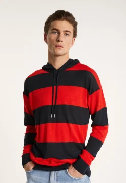 Montagut Pulls-Hoodie bicolore en lin flammé - Philip 52-Rouge