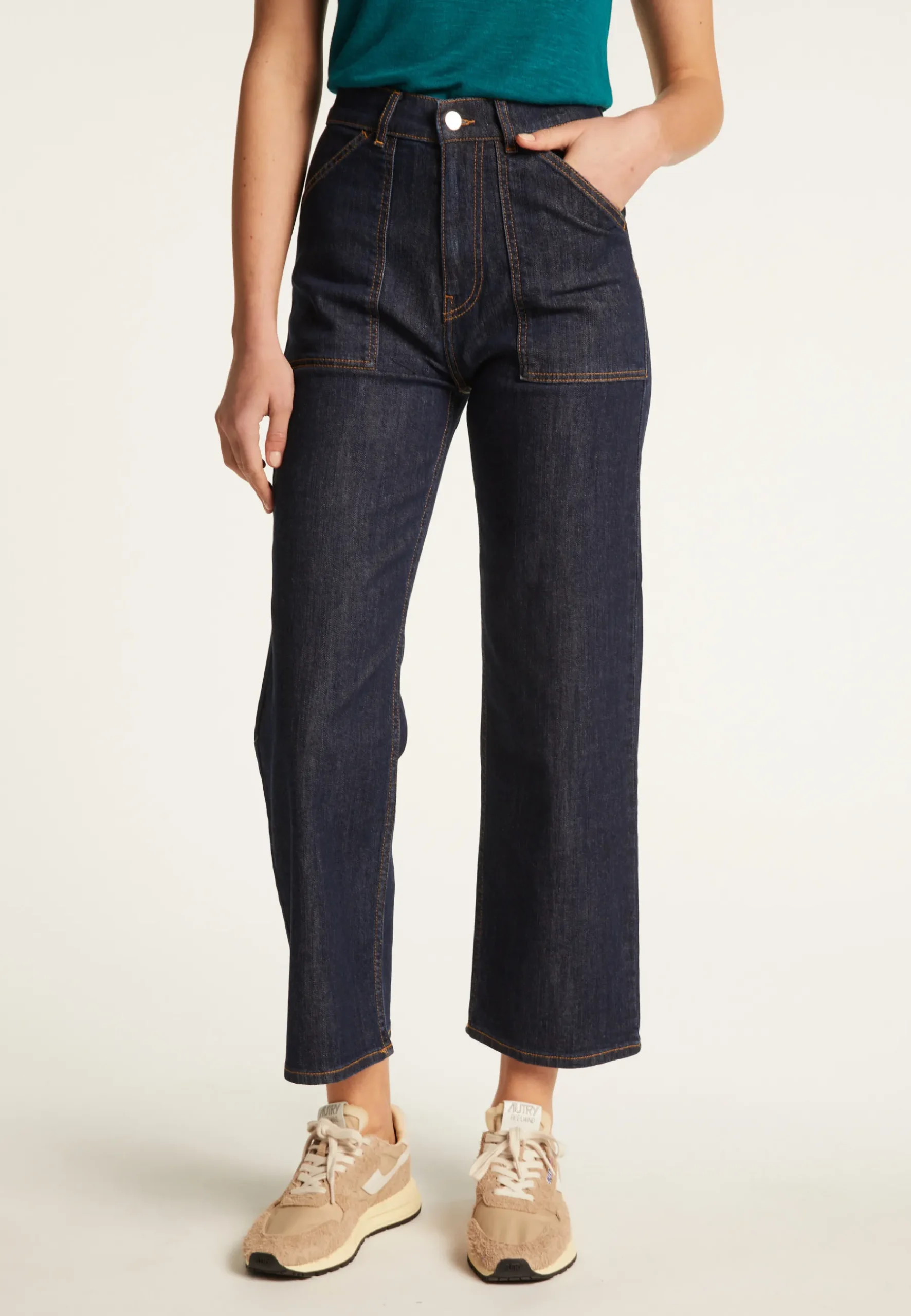 Montagut Pantalons Et Shorts-Jean en coton - Yvonne 05-Bleu marine
