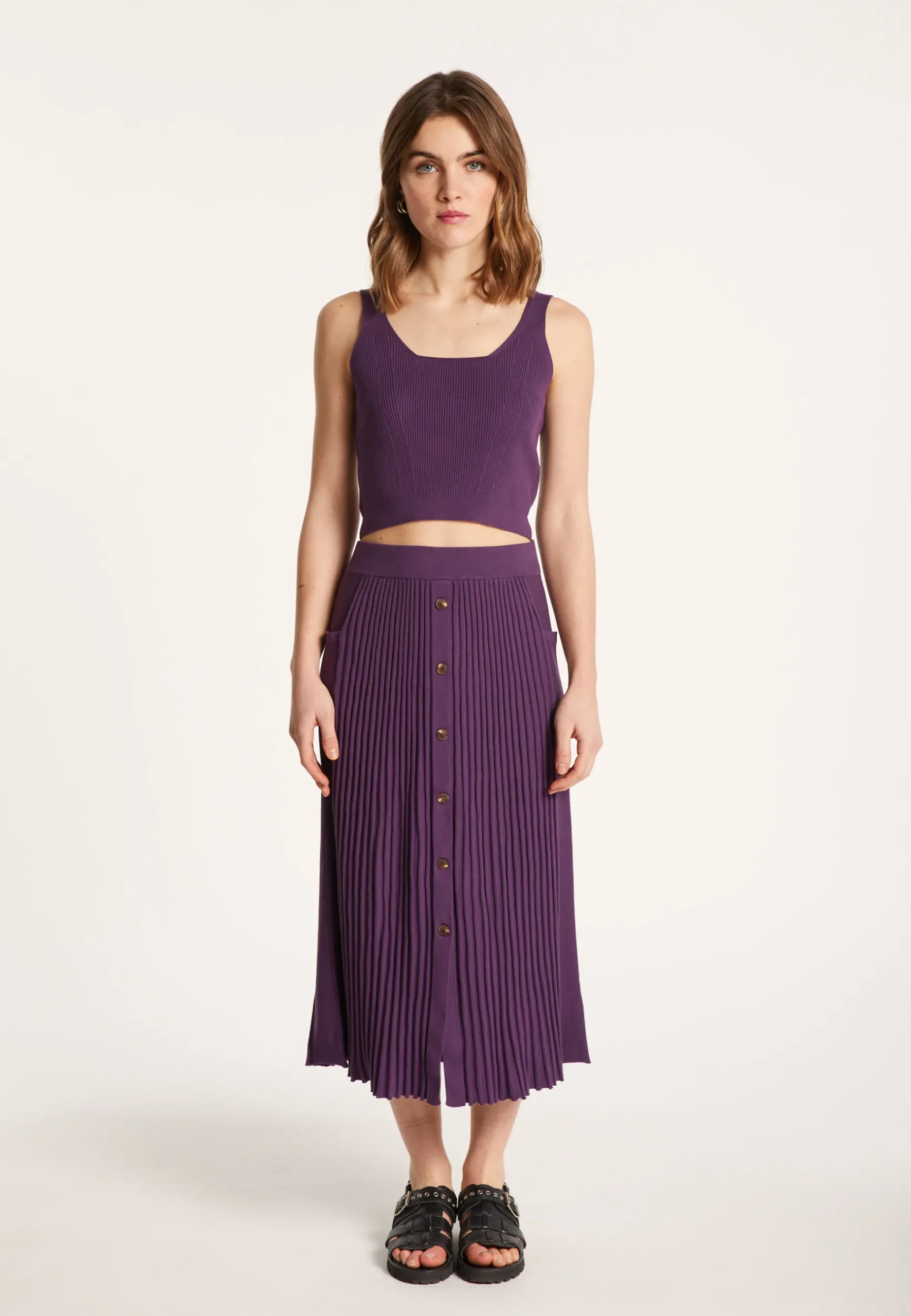 Montagut Jupes Et Robes-Jupe coton polyamide - Lorenza 17-Violet