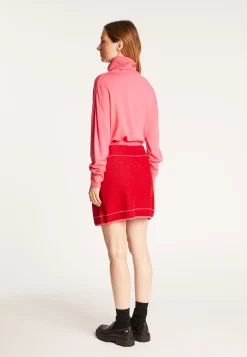 Montagut Jupes Et Robes-Jupe courte en laine et velours - Regina 52-Rouge