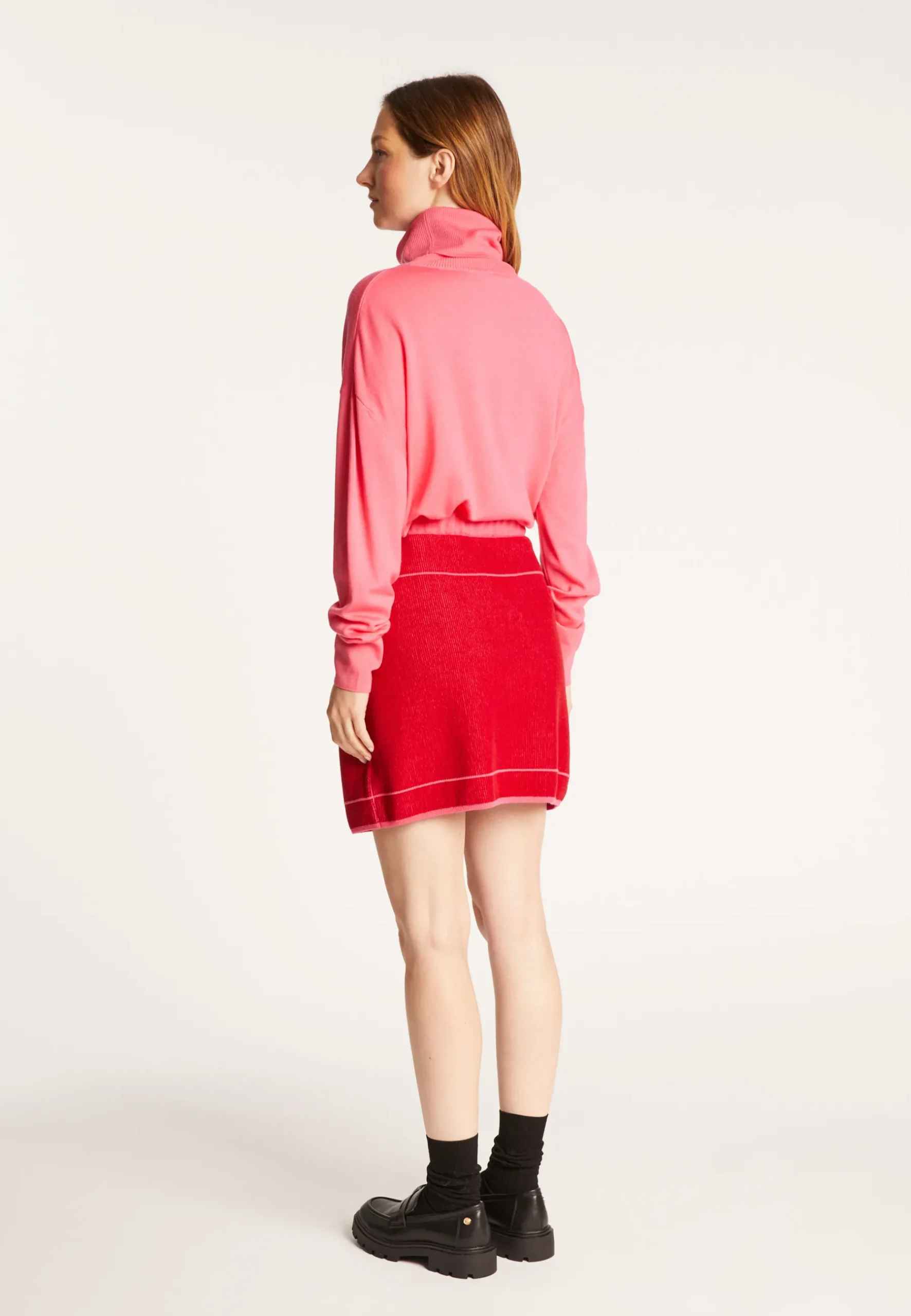 Montagut Jupes Et Robes-Jupe courte en laine et velours - Regina 52-Rouge