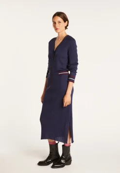 Montagut Jupes Et Robes-Jupe droite en laine côtelée - Etreinte 05-Bleu marine