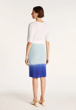 Montagut Jupes Et Robes-Jupe droite en viscose lin - Corail 06-Bleu moyen