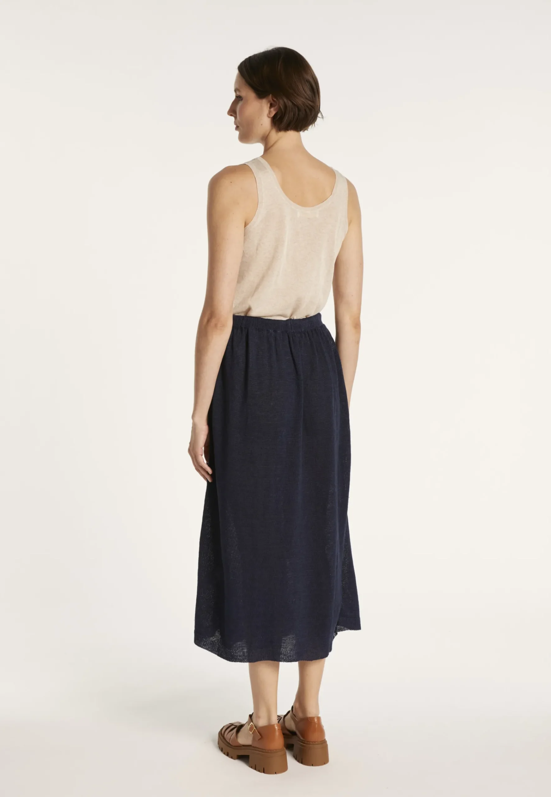 Montagut Jupes Et Robes-Jupe longue 100% lin - Maely 05-Bleu marine