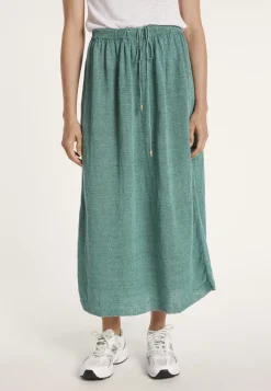 Montagut Jupes Et Robes | Vestes Et Cardigans-Jupe longue 100% lin - Maely 21-Vert foncé