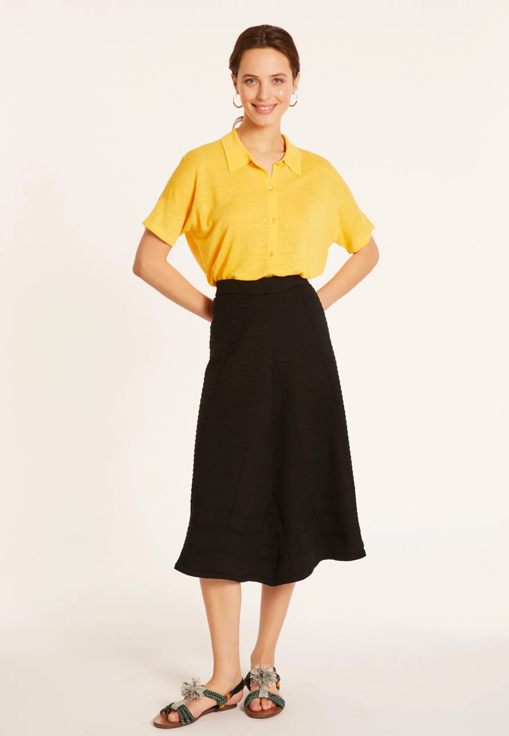 Montagut Jupes Et Robes-Jupe évasée en coton - Meredith 01-Noir