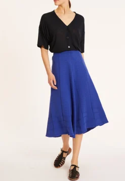 Montagut Jupes Et Robes-Jupe évasée en coton - Meredith 03-Bleu foncé