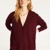 Montagut Les Incontournables-Long cardigan à poches en cachemire - Blush 18-Violet foncé