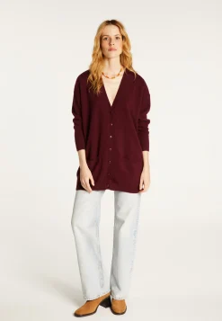 Montagut Les Incontournables-Long cardigan à poches en cachemire - Blush 18-Violet foncé