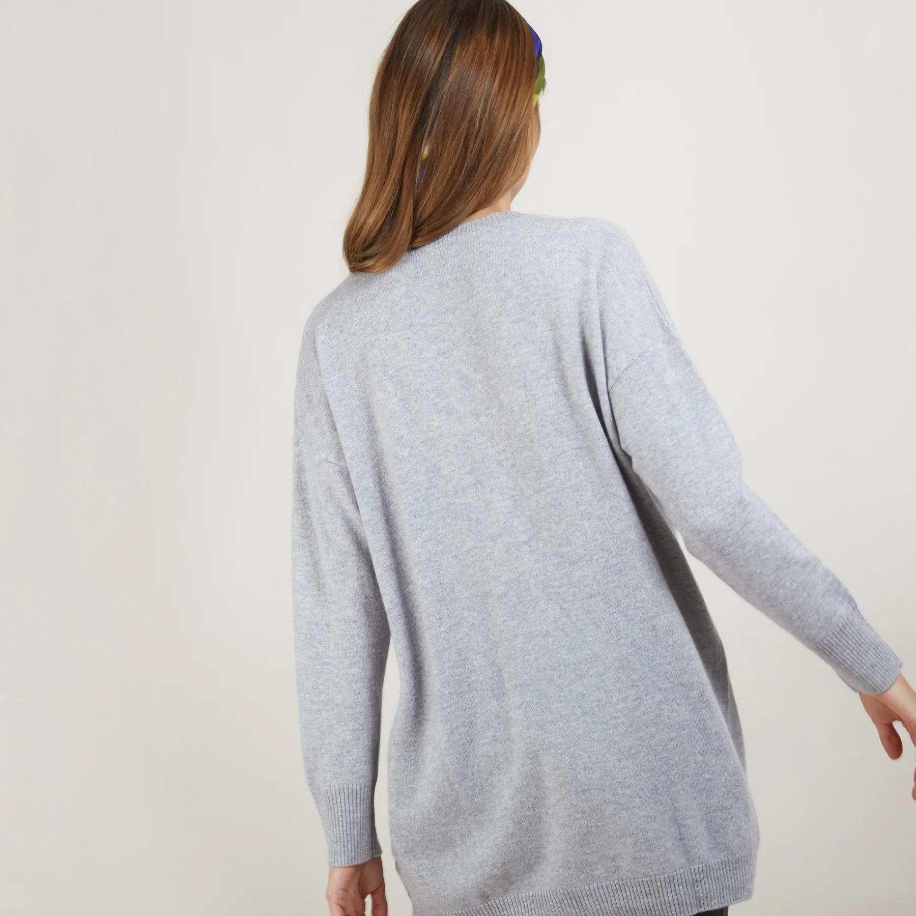 Montagut Les Incontournables-Long cardigan à poches en cachemire - Blush 09-Gris moyen