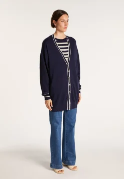 Montagut Vestes Et Cardigans-Long cardigan en lin cachemire - Narcissa 05-Bleu marine