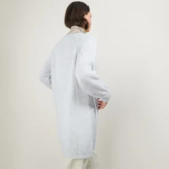 Montagut Vestes Et Cardigans-Long gilet à poches en mohair - Gaya 11-Gris clair