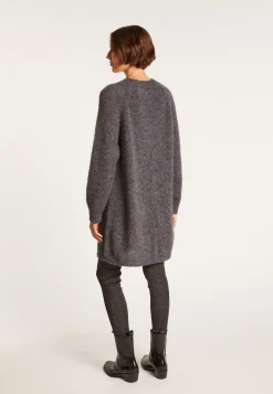 Montagut Vestes Et Cardigans-Long gilet à poches en mohair - Gaya 10-Gris foncé