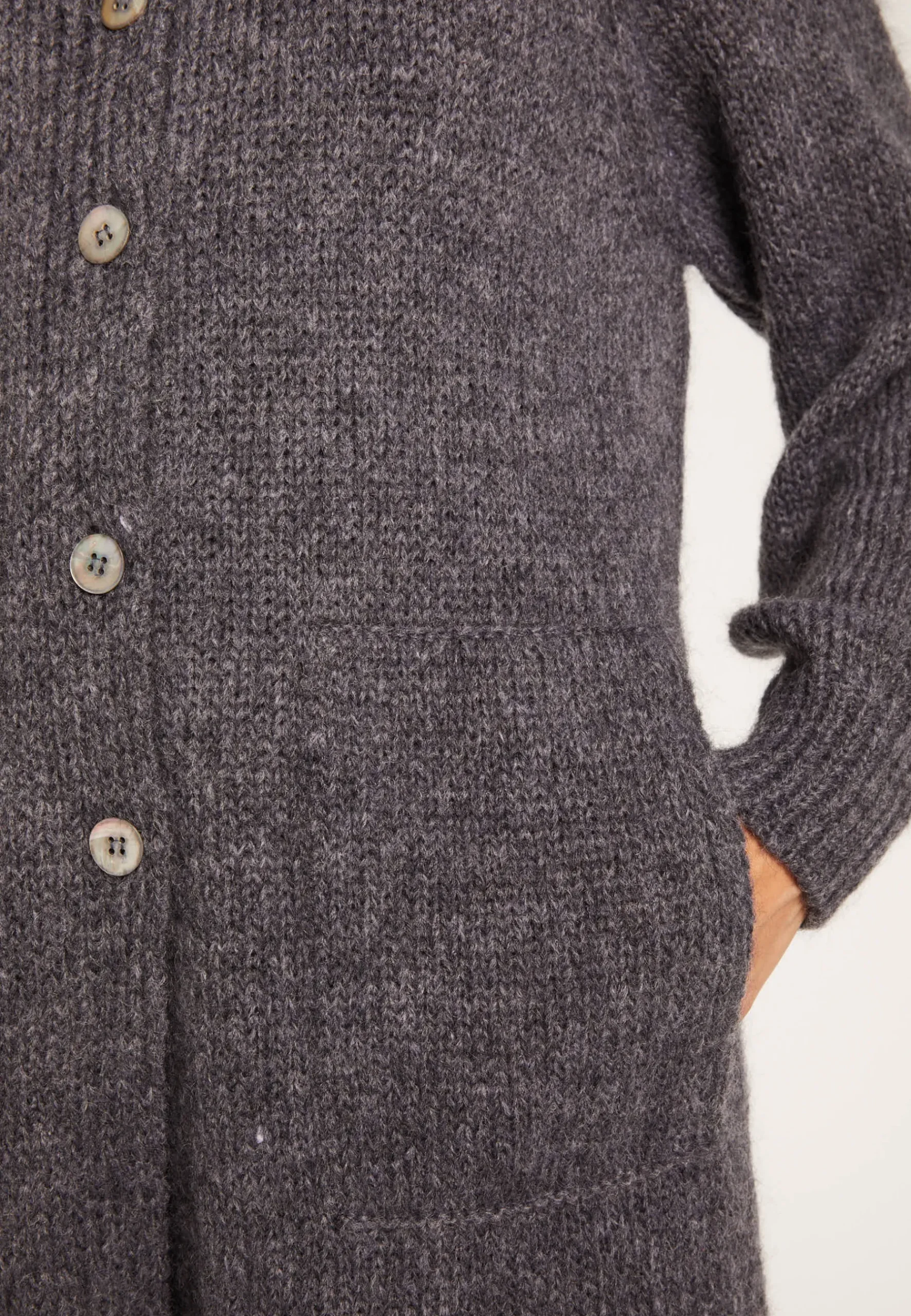 Montagut Vestes Et Cardigans-Long gilet à poches en mohair - Gaya 10-Gris foncé