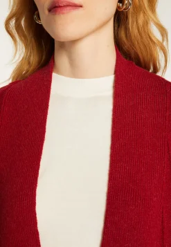 Montagut Vestes Et Cardigans-Long gilet en laine alpaga manches ballons - Damy 20-Rouge foncé