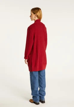 Montagut Vestes Et Cardigans-Long gilet en laine alpaga manches ballons - Damy 20-Rouge foncé