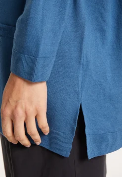 Montagut Vestes Et Cardigans-Long gilet en laine avec poches - Anne-Sophie 06-Bleu moyen