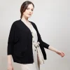 Montagut Vestes Et Cardigans-Long gilet en lin - Ballon 01-Noir