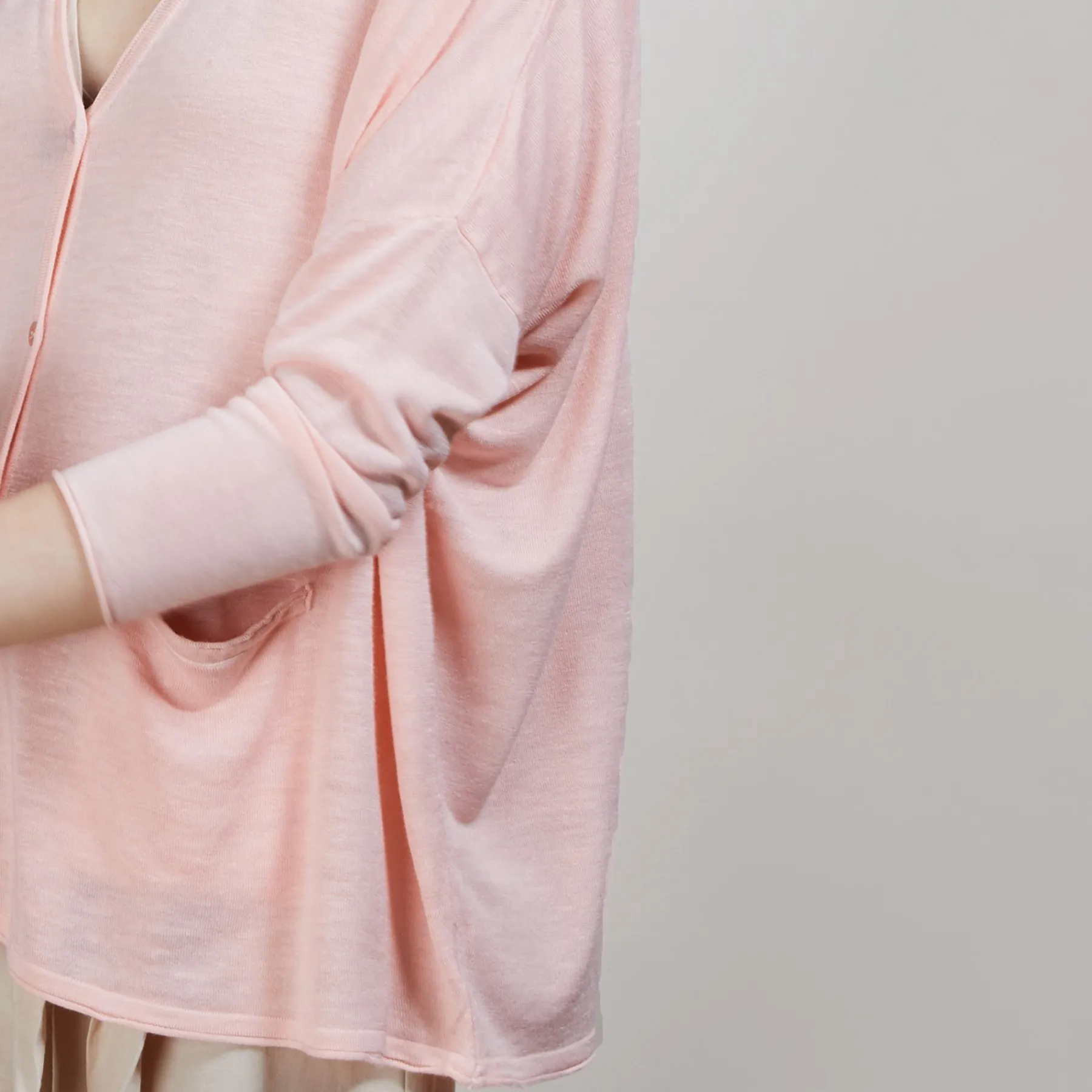 Montagut Vestes Et Cardigans-Long gilet en lin - Ballon 24-Rose clair