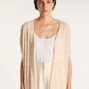 Montagut Vestes Et Cardigans-Long gilet en lin flammé - Cid 12-Beige clair