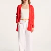 Montagut Vestes Et Cardigans-Long gilet en lin flammé - Naelle 52-Rouge