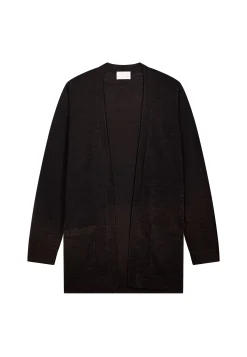 Montagut Vestes Et Cardigans-Long gilet en lin flammé - Naelle 01-Noir